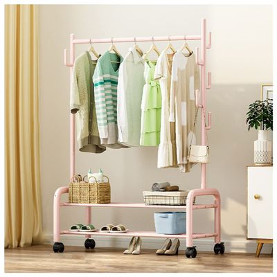 3-in-1 Rolling Clothing Rack Heavy Duty Clothing Rolling Rack for Hanging Clothes Indoor Bedroom Clothes Rack/Green/60Cm (Pink 120Cm)
