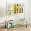 3-in-1 Rolling Clothing Rack Heavy Duty Clothing Rolling Rack for Hanging Clothes Indoor Bedroom Clothes Rack/Green/100Cm (Pink 120Cm) view 2