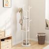 Wooden Coat Rack Freestanding Coat Rack Stand with 9 Hooks and 3 Storage Shelves, for Hanging Coats Jackets Hats Bags/White (White ) view 2