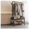 Clothes Rack Meatl Clothing Rack Coat Rack Rolling Organizer with Wheels Bottom Shelves Double Tiers for Multipurpose/Gold/80Cm (Black 100Cm) view 1