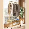 Clothes Rack Meatl Clothing Rack Coat Rack Rolling Organizer with Wheels Bottom Shelves Double Tiers for Multipurpose/Gold/80Cm (Black 100Cm) view 2