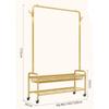 Clothes Rack Meatl Clothing Rack Coat Rack Rolling Organizer with Wheels Bottom Shelves Double Tiers for Multipurpose/Gold/80Cm (Black 100Cm) view 3