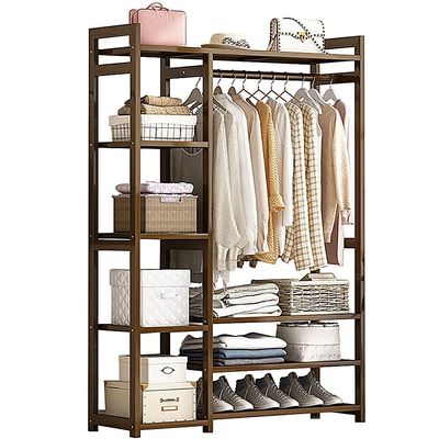 Bamboo Clothes Rack, Coat Stand Hanging Rail with Storage Shelves Portable Garment Freestanding Hanger for Bedroom and Entryway/70 * 30 * 150Cm (100*30*150cm )