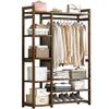 Bamboo Clothes Rack, Coat Stand Hanging Rail with Storage Shelves Portable Garment Freestanding Hanger for Bedroom and Entryway/70 * 30 * 150Cm (100*30*150cm ) view 1