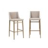 Benjara CID Kinn 27 Inch Counter Stool Chair Set of 2, Beige Velvet Upholstery view 1