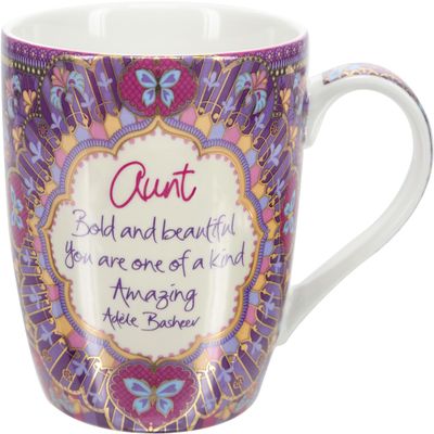 Pavilion - Aunt - Bold And Beautiful 12 Oz Coffee Cup Mug With Beautiful Floral Purple Design - Gift Box Included
