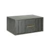Benjara CID Lime 27" Nightstand- 1 Drawer- Brass Handles- Acacia Wood- Gray view 1