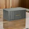 Benjara CID Lime 27" Nightstand- 1 Drawer- Brass Handles- Acacia Wood- Gray view 2