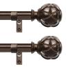Curtain Rods 2 Pack 66 to 120 Inch, HOTOZON Curtain Rods for Windows, 3/4 Inch Single Drapery Rod with Netted Finials, Antique Bronze view 1