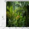 AMFD Tropical Rainforest Shower Curtain Jungle Green Forest Palm Tree Leaves Wild Environment Nature Landscape Outdoor Exotic Plants Fabric Bathroom Decor Set Include Hooks,(47" Wx70 H) view 3