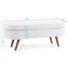 LKJYBG Oval Storage Bench 43.5" Linen Upholstered Ottoman Bench with Wood Legs for Entryway Living Room Bedroom End of Bed White view 3