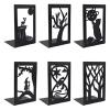 Book Ends Nonskid Bookends Hollow-Out Metal Bookends Hourglass Design Metal Bookends for Office Decorative Book Stoppers Book Holders view 3