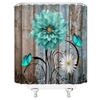 AMFD Rustic Floral Shower Curtain Teal Dahlia Blue Brown Wooden Board Farmhouse Barn Spring Country Plant Fabric Bathroom Decor Set Include Hooks,(67" Wx70 H) view 3