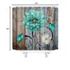 AMFD Rustic Floral Shower Curtain Teal Dahlia Blue Brown Wooden Board Farmhouse Barn Spring Country Plant Fabric Bathroom Decor Set Include Hooks,(67" Wx70 H) view 4