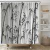 AMFD Bamboo Shower Curtain Asian Style Chinese Ink Bamboo Leaves Relaxing Therapy Spring Summer Fabric Bathroom Decor Set Include Hooks,(47"" Wx70 H), Gray Black White view 1