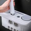 Toothbrush Holder Toothbrush Rack Free Punching Mouthwash Toothbrush Cup Wall-mounted Bathroom Wall-mounted Wall-mounted Integrated Toothpaste Squeezer Toothpaste Holder ( Color : A , Size : Small ) view 3
