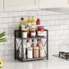 Giikin Countertop Shelf Organizer, 2 Tier Coffee Organizer for Desktop, Grey Counter Shelf Spice Rack for Kitchen (Grey, M) view 3