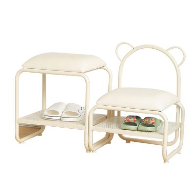 Kids Bench Metal Shoe Rack For Front Door Entrance Modern Shoe Bench With Storage Organizer Upholstered Padded Bench For Living Room, BalconyHallway 47.2 X 17.7 X 12.6 Inches 80x45x32cm white