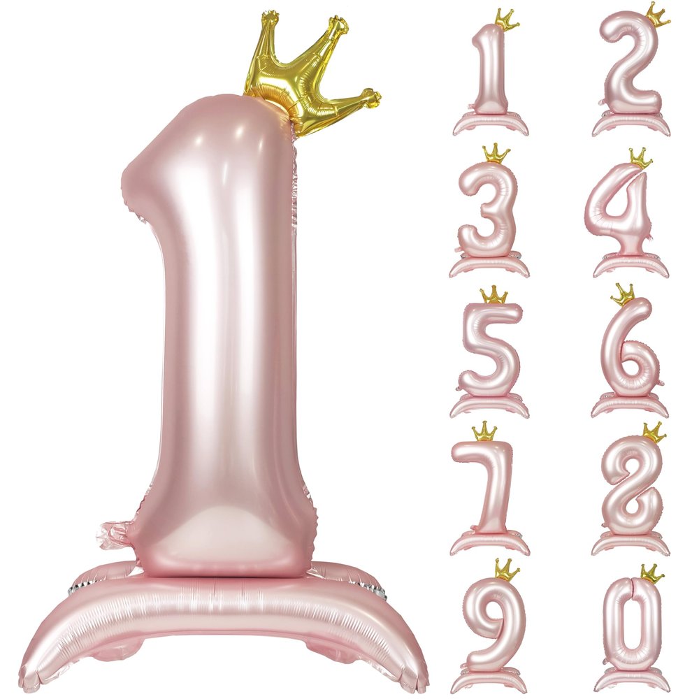 40 Inch Pink Crown Number Balloon Pink Foil Large Number 1 Balloons for 1nd Girls Birthday Wedding Anniversary Princess Party baby shower Number Balloon Decorations Supplies 1