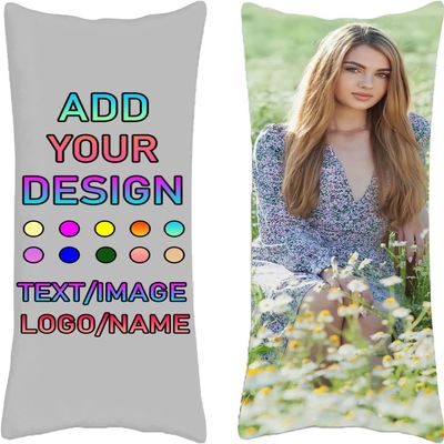 Pzwqkyn Custom Pillow Case, Custom Pillow with Picture Long Body Pillow case Personalized Pillow Cover with Your Loved Ones Custom Pillow Case Cover Gifts Any Picture (20x60 inch), Light Gray