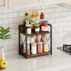 Giikin Kitchen Countertop Organizer, 2 Tier Spice Rack Organizer for Pantry, Kitchen Counter Shelf Wood Coffee Station Organizer (Brown, M) view 4