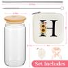 AYGXU Birthday Gifts for Women,Initial Glass Cup,Cute Tumbler Cup,bamboo lids for glass cups,Travel Jewelry Organizer,Teen Girls Gifts for Teenage Girls Birthday,Initial H white view 2