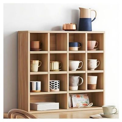 Zfmnoyev Bookshelf, Desktop Storage Rack, Combination Lattice Cabinet Storage Cabinet, 12-Slot Wood Floating ShelvesSmall Item Display Unit (Color : Natural-B, Size : 60x17x60cm)