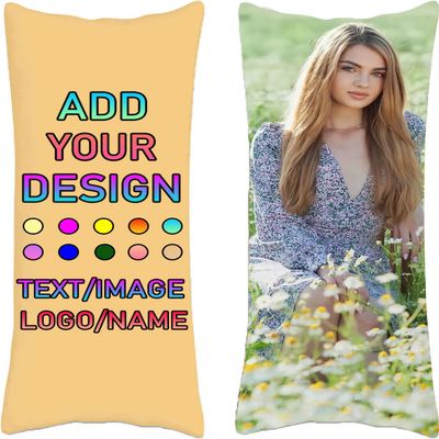 Custom Rectangle Body Pillow Covers, Customized Photo Long Body Pillowcase, Personalized Throw Cushion Cover, Double Printed Valentines Day Gifts for Couples/Wife/Husband/Lover, 20"x 54", Beige
