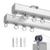 Aluminum Curtain Conjoined Double Track Ceiling Mount 0.5m - 6m Sliding Silent Curtain Track Rod, Silent Sliding Ceiling Curtain Rail, For Curtains, Drapes, Tulle, Privacy, Room Divider ( Color : Whit view 1