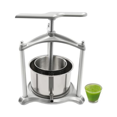 Fruit Wine Press, 0.8Gal Manual Juice Maker, 3L Fruit Cider Grinder with 2 Stainless Steel Barrels, Filter Bag, Triangular Structure & T-Handle, for Cider Tincture Cheese Herb Vegetables (3L)