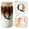 AYGXU Teacher appreciation gifts for women,glass cup with bamboo lid and straw,end of year teacher gifts,aesthetic cups,Travel Gifts for Teacher,best teacher appreciation gifts,Initial Q white view 1