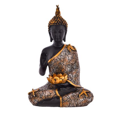 Opulent Decor Blessing Diya Samadhi Buddha for Home Dcor, Showpeice for Living Room, Sculpture for Table Dcor (29 X 27 CM) ep5