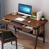 CraftThink Writing Desk, Computer Desk Study Table Work Desk with Keyboard Tray, 2 Drawers and Exterior Shelf for Home Bedroom Office Study, Nut-Brown 47" L x 23.5" W x 29.5" H Without Chairs view 3