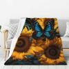 CSGJMYGS Flannel Throw Blanket, Super Soft Blankets 80""x60"", Warm Plush Blankets and Throws, Lightweight Cozy Fuzzy Blanket for Couch Sofa Bed, Blue Butterfly Throw Blanket All-Season view 1