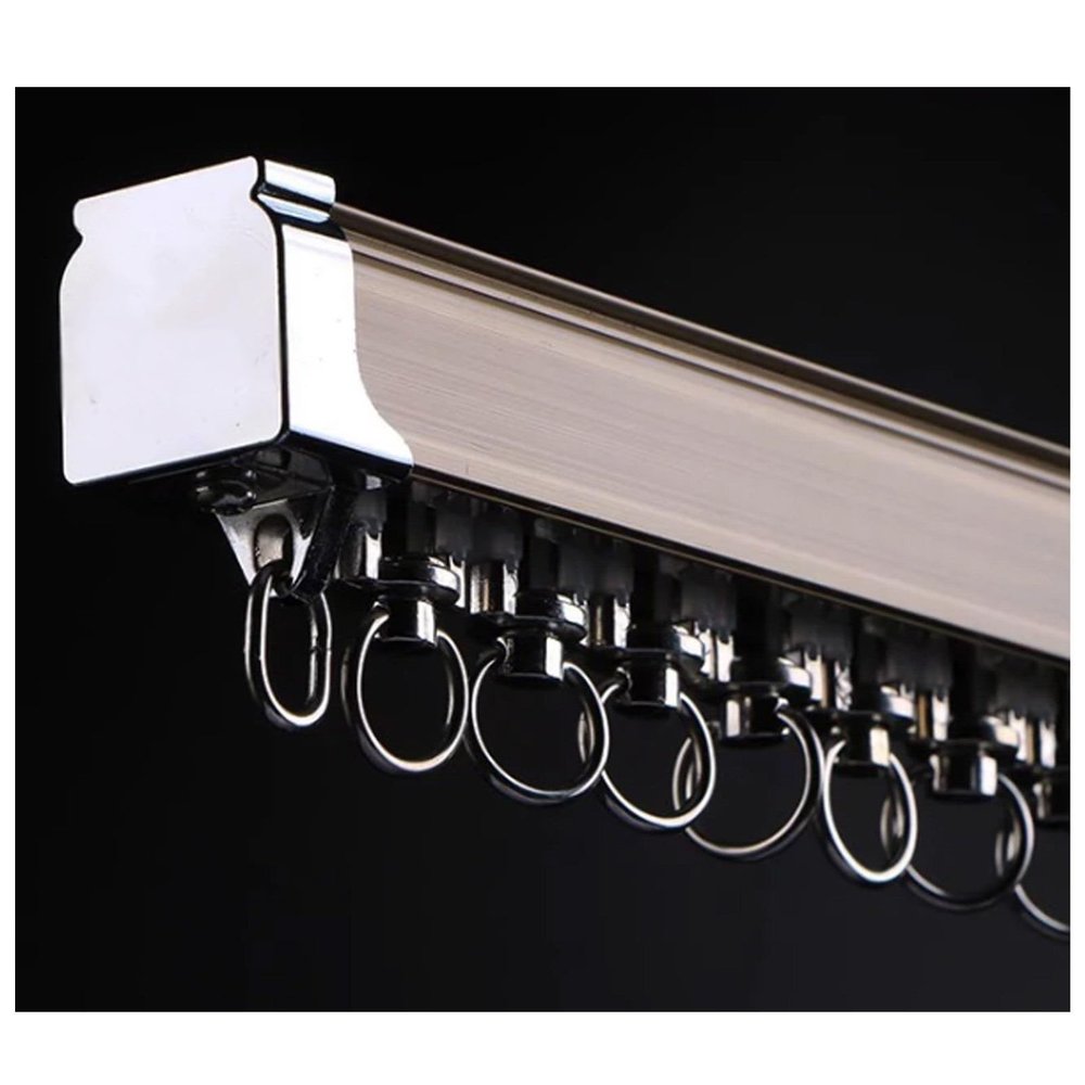 LTSRLL Curtain Rod Double Heavy Duty Curtain Track Set Ceiling Curtain Rail Hanging Sliding Panel Screen for Partition/Home/Bedroom/Shower Curtain (Color : Champagne Gold B, Size : 210cm/6.9ft)
