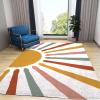 Boho Sunrise Area Rug, Modern Line Art Grunge Theme Non Slip Living Room Rug, Noise Reduction Machine Washable Carpet for Indoor Bedroom Office Decor Mat - 4 ft x 5 ft view 2