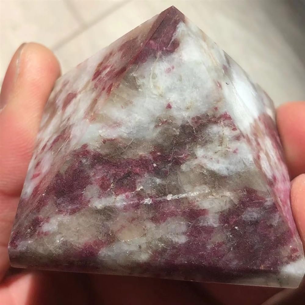 KatLin Natural red Tourmaline Pyramid, Healing Natural Quartz Pyramid Ornaments (Size : 40MM)