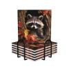 6Pcs Drink Coasters with Holder, Ceramic Drink Coaster for Kinds of Cups, Raccoon in The Fall Tree Hole Coasters for Drinks Tabletop Protection, Absorbent Cup Coaster for Coffee Table Home Decor view 1