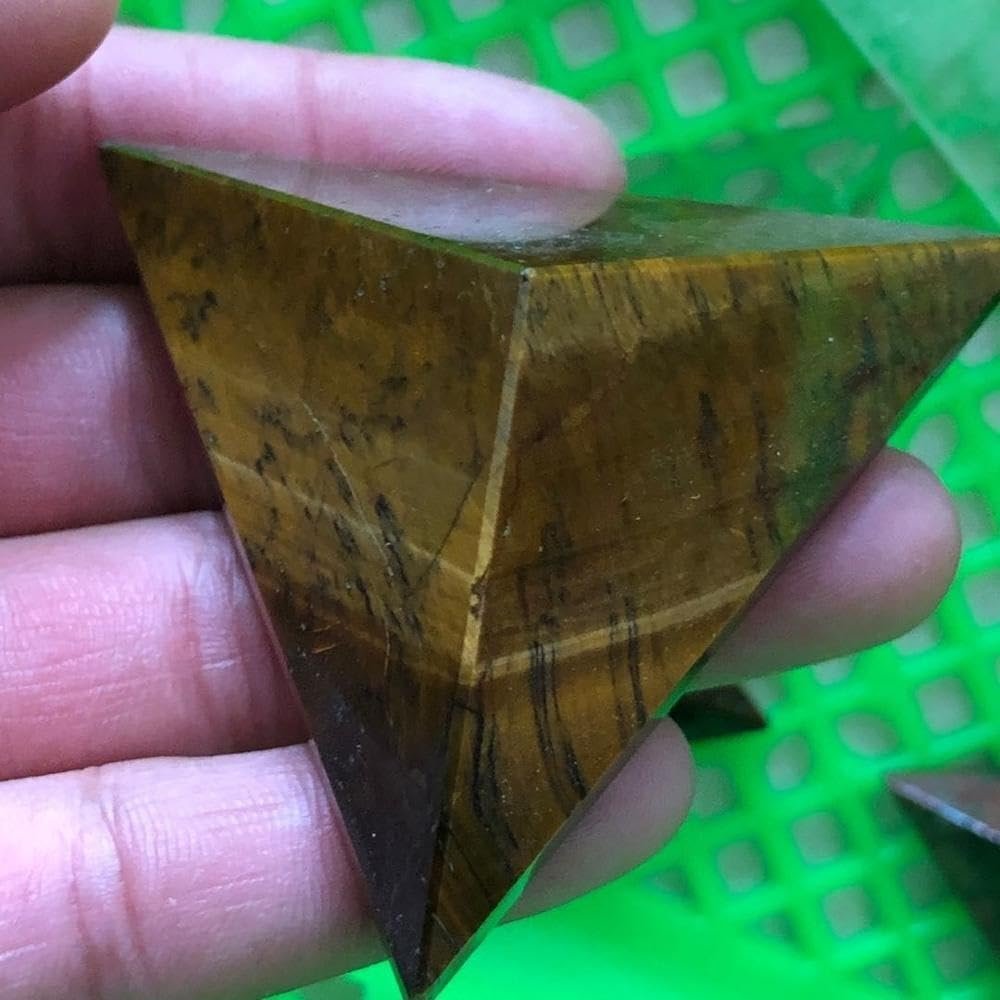 KatLin Natural Tiger Eye Stone Hand Cut Triangle Pyramid, Home Decoration Necessary for Healing Ornaments (Size : 2pcs)