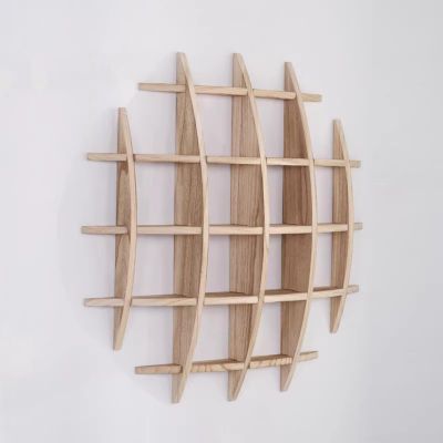 Vintage Solid Wood Teapot Display Stand Unique Chinese Wall Mounted Tea Cup Holder Round Wall Decoration Tea Cup Holder for Restaurant Living Room