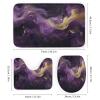 Abstract Beautiful Purple Marble Shower Curtain Sets 4 Piece,Watercolor Luxury Ink Gold Foil Texture Marble Bathroom Decor Sets with Rugs Include Waterproof Non-Slip Toilet Lid Cover Bath Mat view 3