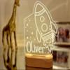 Space Rocket Custom Name Night Light Personalized Bedroom LED Cloud Decor Stars Light up Daughter Son gift Boy Gift Baptism Gift Moon Night Light Lamp view 1
