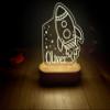 Space Rocket Custom Name Night Light Personalized Bedroom LED Cloud Decor Stars Light up Daughter Son gift Boy Gift Baptism Gift Moon Night Light Lamp view 2