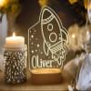 Space Rocket Custom Name Night Light Personalized Bedroom LED Cloud Decor Stars Light up Daughter Son gift Boy Gift Baptism Gift Moon Night Light Lamp view 3