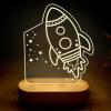 Space Rocket Custom Name Night Light Personalized Bedroom LED Cloud Decor Stars Light up Daughter Son gift Boy Gift Baptism Gift Moon Night Light Lamp view 4