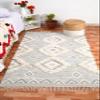 DecorAvenue Boho Natural Fibers Farmhouse Living Room Bedroom Wool Area Rug Handmade Handwoven Geromatric Bohemian Carpet(Light Grey,240 x 330 cm) view 3