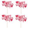 VICASKY 4pcs Valentine Cake Toppers Romantic Cake Insert Decor for Baking Dessert Adorns for Parties and Celebrations view 1
