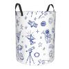 Blue Space Astronaut Galaxy Planet Laundry Basket Waterproof Collapsible Laundry Hamper with Durable Handle Circular Storage Bin Dirty Clothes Bag for Bathroom Bedroom College Dorm view 2