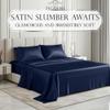 DECOLURE Satin Bed Sheets - 4 Piece Luxury Silky Queen Size Bedding Set - Softer Than Silk, Wrinkle-Free with 15 Deep Pocket Fitted Sheet, Perfect for Hair & Skin, Gifts for Women (Navy Blue) view 2