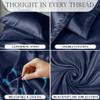 DECOLURE Satin Bed Sheets - 4 Piece Luxury Silky Queen Size Bedding Set - Softer Than Silk, Wrinkle-Free with 15 Deep Pocket Fitted Sheet, Perfect for Hair & Skin, Gifts for Women (Navy Blue) view 3